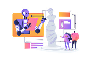AI Interactive Museum Guides, a Technology Illustration by Visual Generation