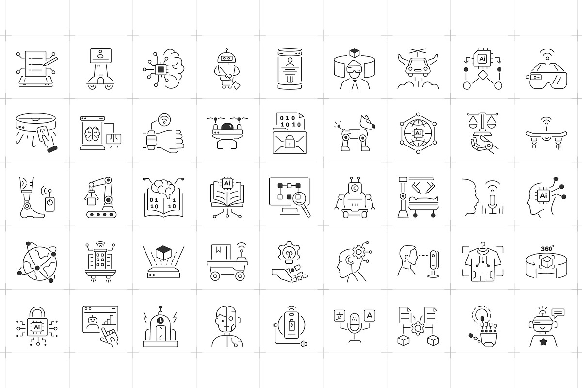 Artificial Intelligence Icons, an Outline Icon by Prosymbols (Photo 4 of 7)