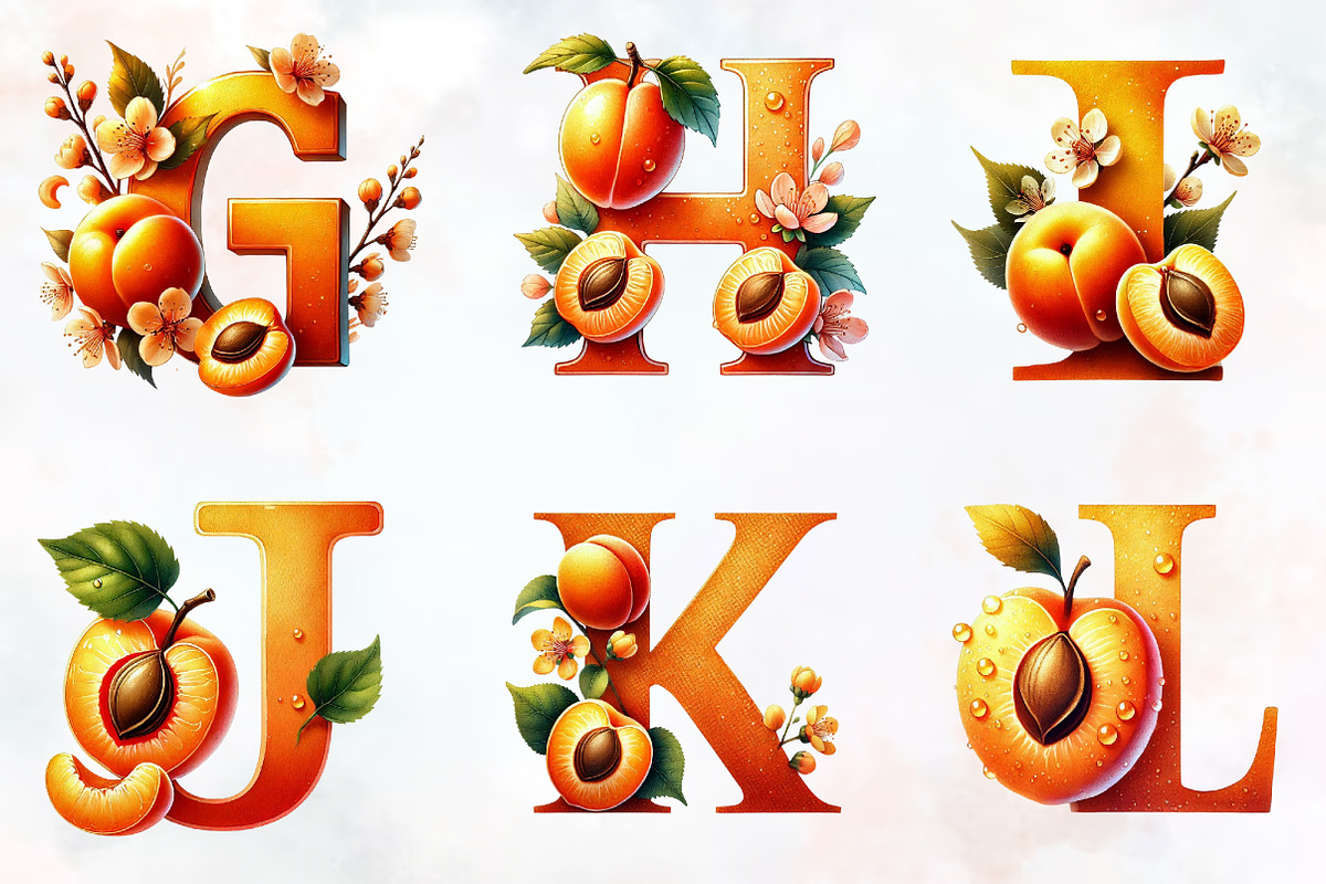 Spring apricot Alphabet clipart, an Illustration by RobertsArt (Photo 5 of 7)