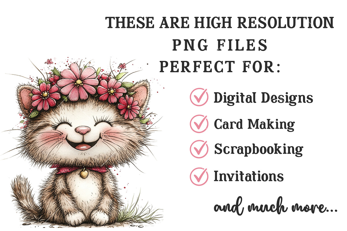 Watercolour Summer Cat Clipart, an Illustration by OK Design (Photo 4 of 6)