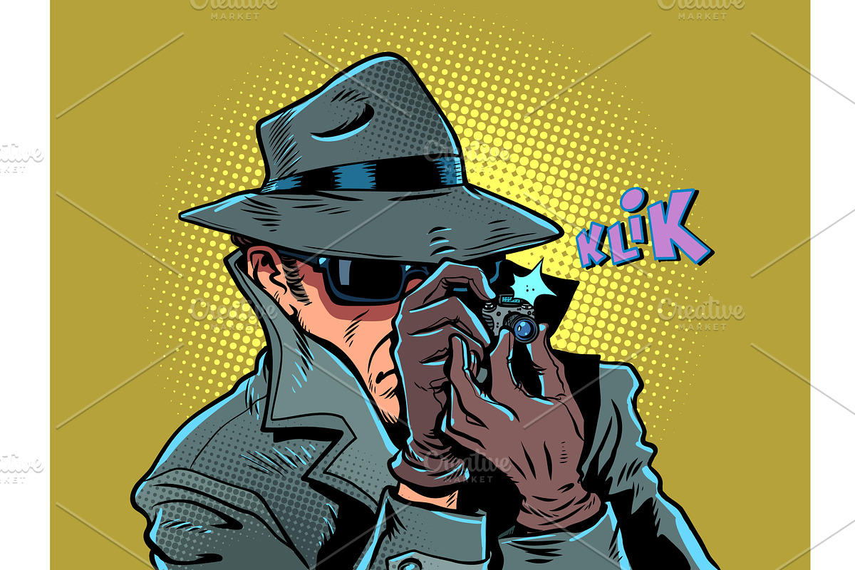 A male detective takes a photo, a Person Illustration by rogistok