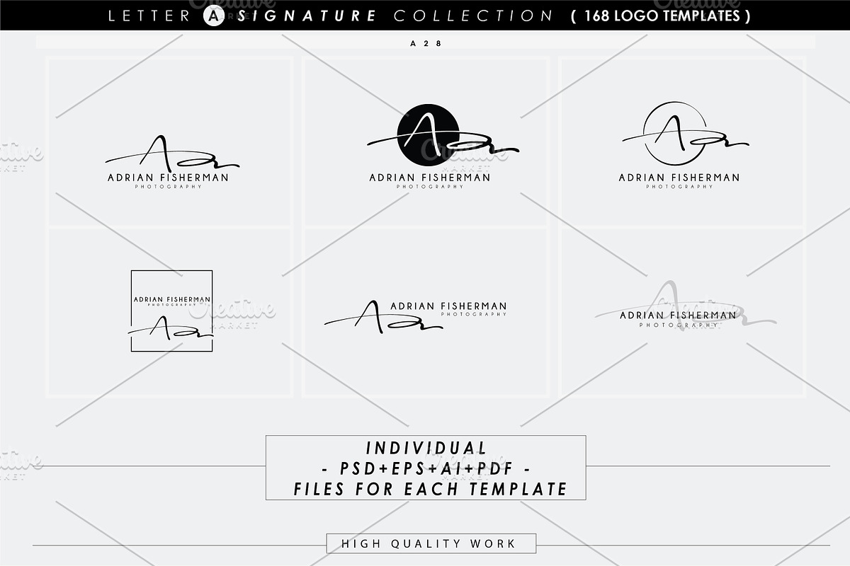 168 LETTER A SIGNATURE monogram logo, a Branding & Logo Template by Whimsical Logoshop (Photo 15 of 16)