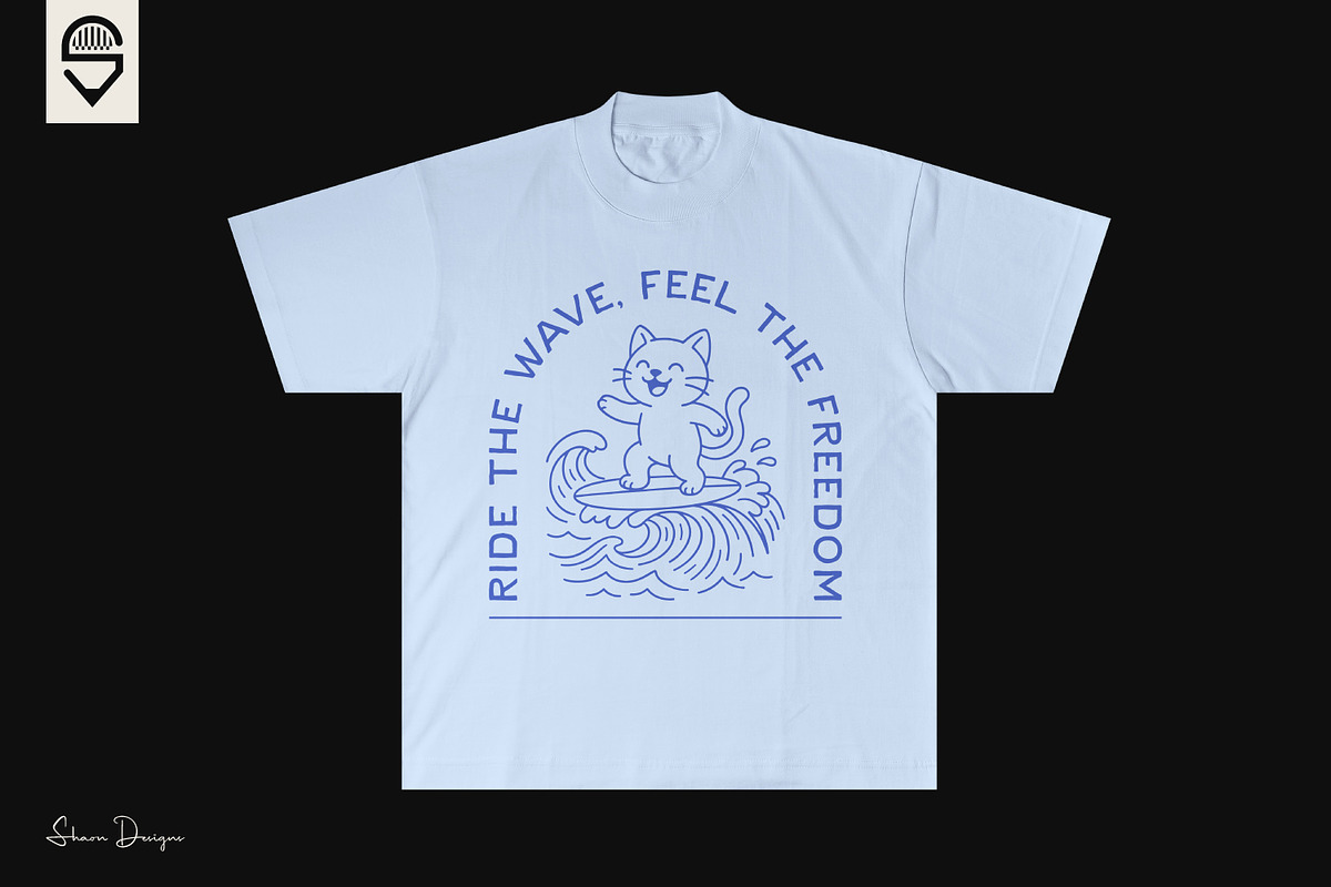 Minimalist surfing cat design, a Graphic by shaondesigns (Photo 3 of 4)