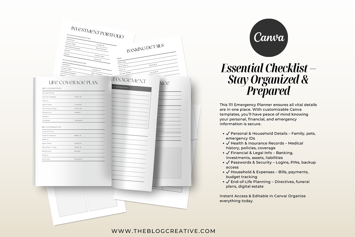 Emergency Planner Canva Template, a Presentation Template by The Blog Creative (Photo 8 of 10)