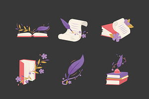 Poetry Book Illustration Set, a Templates & Theme by studiogstock