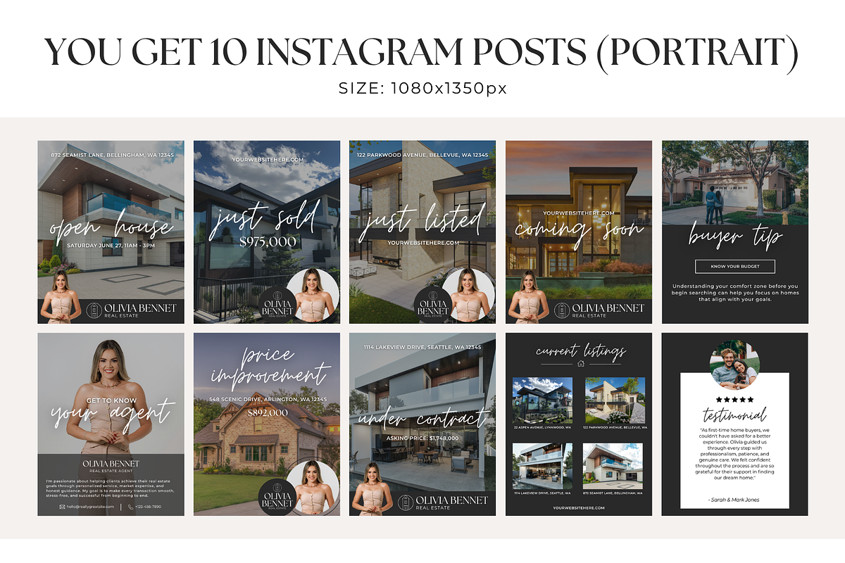 Real Estate Instagram Templates, a Social Media Template by BrandhavenStudio (Photo 4 of 11)