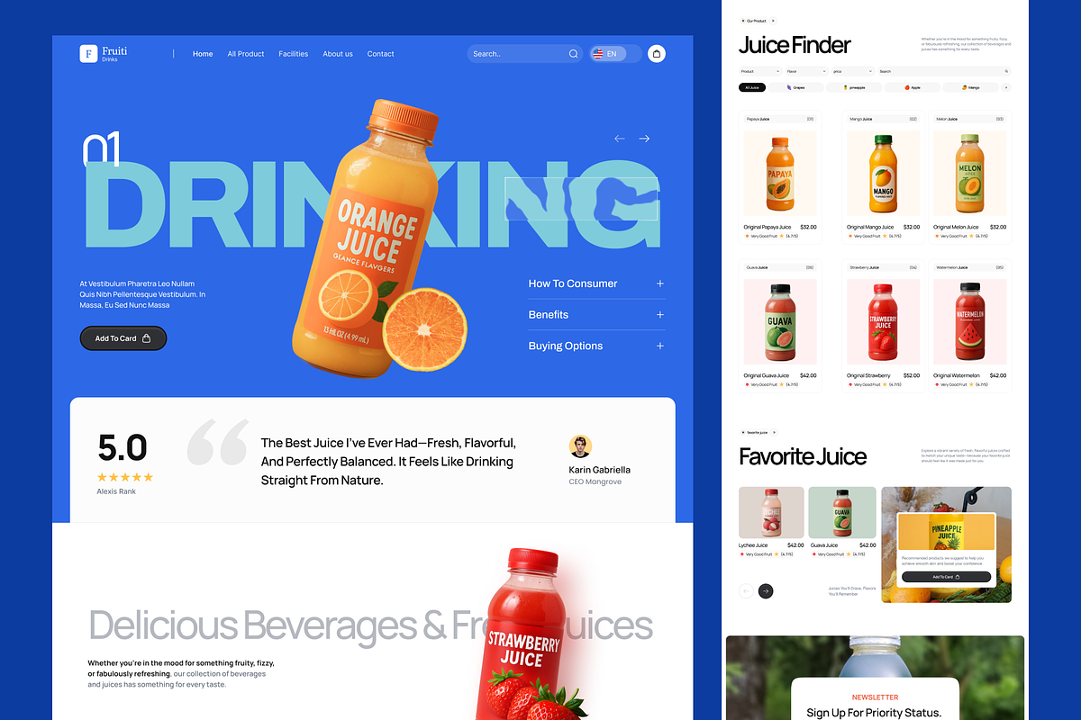 Fruiti - Drink eCommerce Store, an UI Kit Template by Sans Design