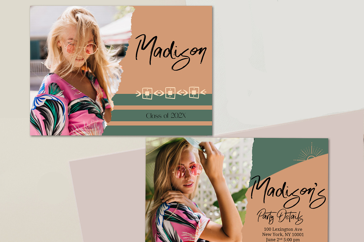 Boho Photoshop Grad Card Template, a Card Template by InstaNoirDesigns (Photo 2 of 9)