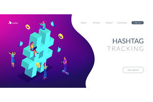 Hashtag Tracking Isometric 3D