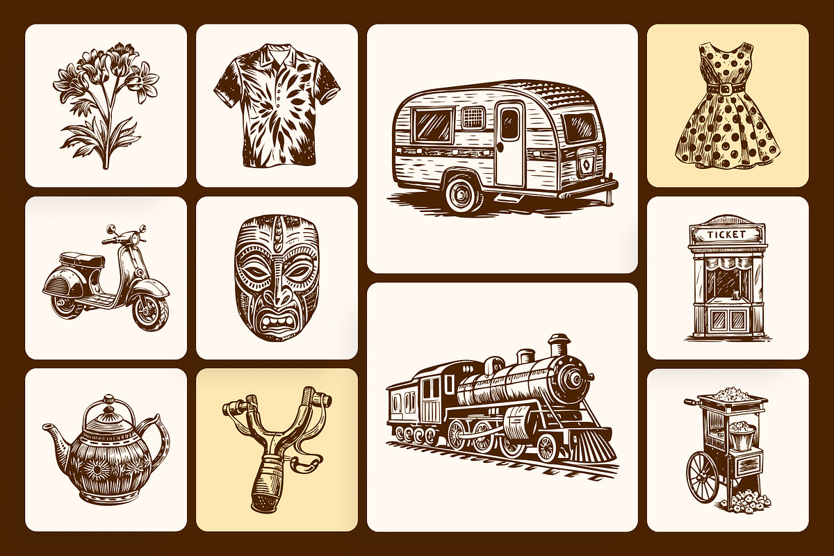 Vintage Culture Illustration Set, a Person Illustration by Creative Stall (Photo 6 of 9)