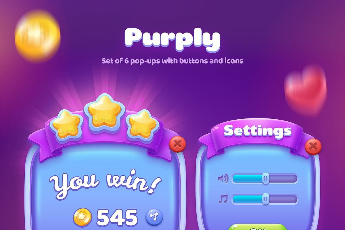 Purply – Game UI Asset Pack, a Graphic by Nebula Finch (Photo 2 of 2)