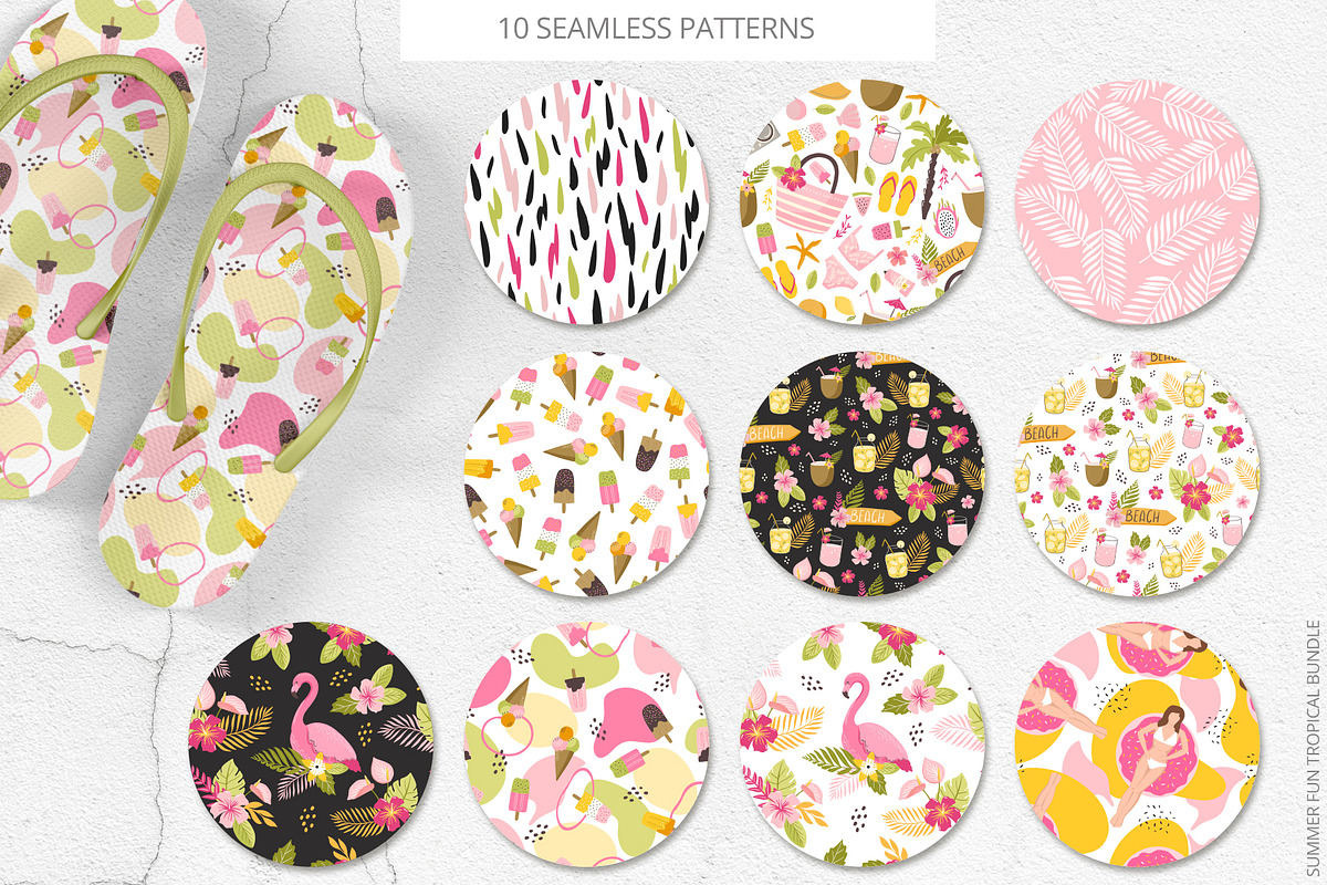 Summer Tropical clipart & patterns, an Illustration by Cozy pattern shop (Photo 6 of 6)