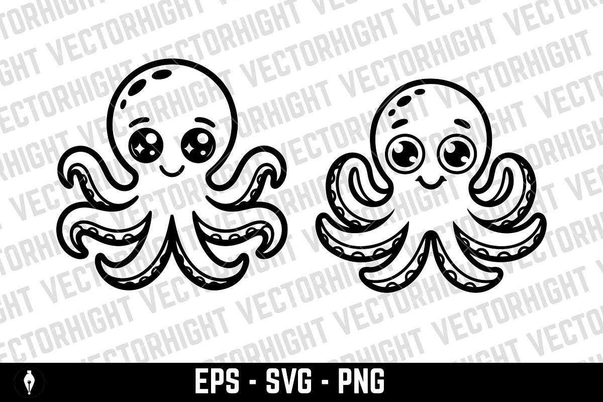 An adorable octopus, an Animal Illustration by Vectorhight (Photo 3 of 3)