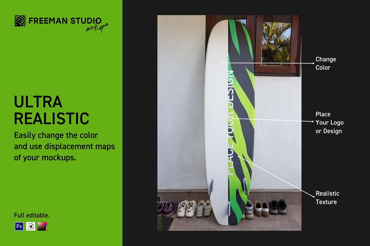 Surfboard Mockup Set, a Merchandise Mockup by Freeman Studio (Photo 5 of 16)