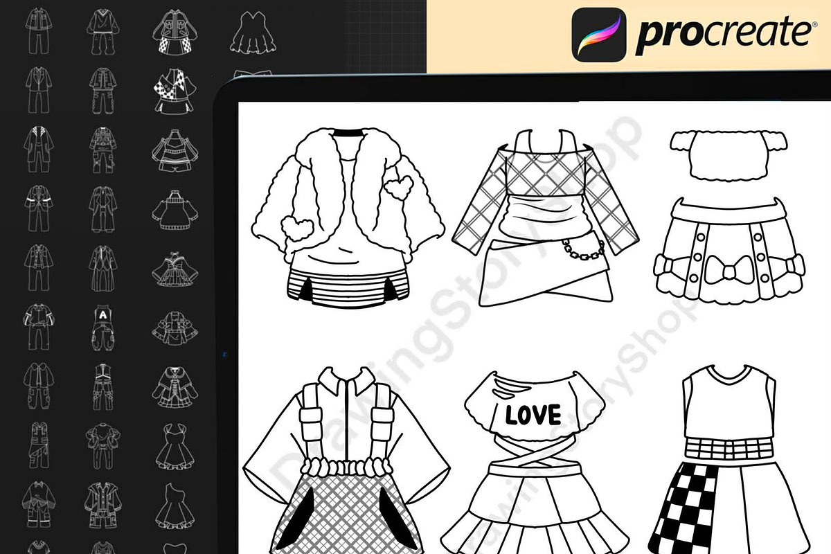 100 Procreate Chibi Clothes Stamp, a Brush Add-On by DrawingStoryShop (Photo 5 of 5)