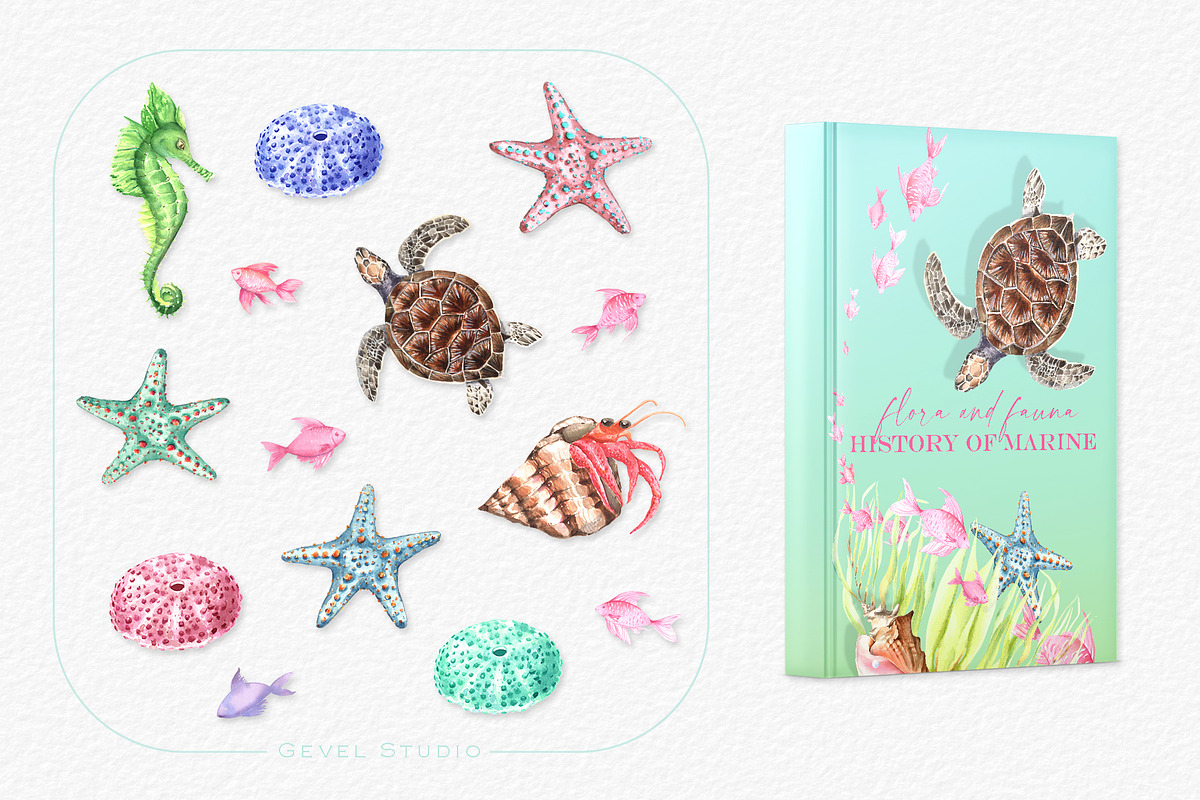 Watercolor Undersea world clipart, an Animal Illustration by GevelStudio (Photo 2 of 10)