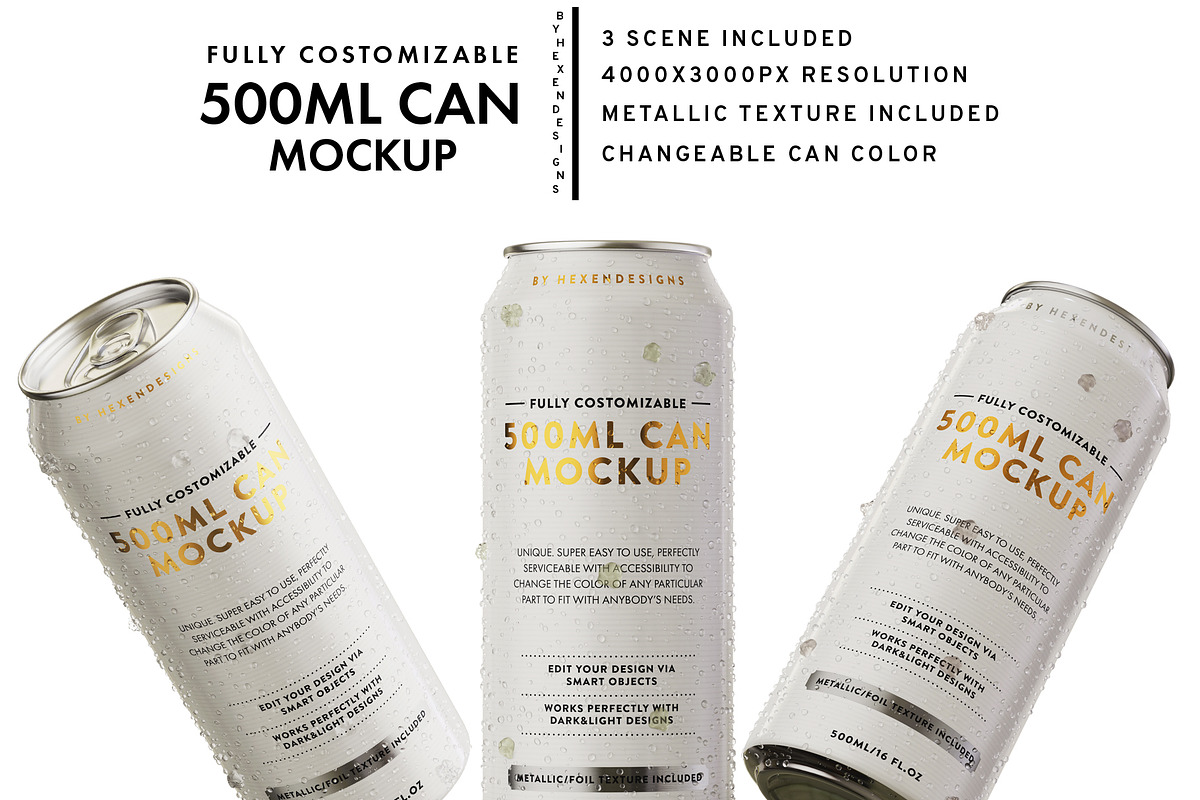 500ML CAN MOCKUP, a Product Mockup by HexenDesigns (Photo 2 of 9)