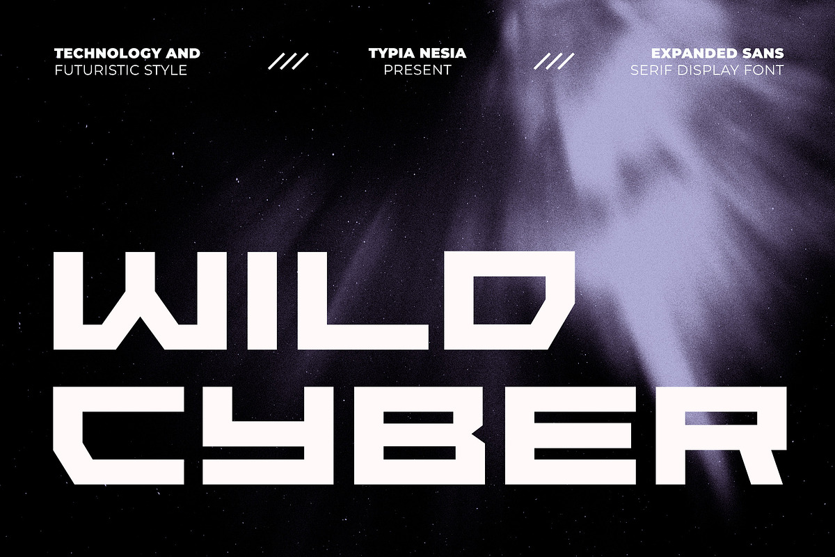 Wild Cyber - Modern Futuristic Font, a Sans Serif Font by Typia Nesia (Photo 1 of 11)
