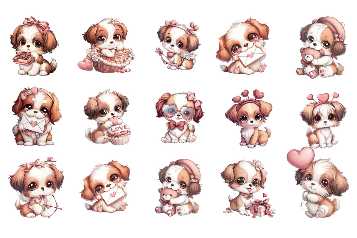 Valentine Puppy Dog Clipart, an Illustration by DreamArtGraphic (Photo 4 of 4)