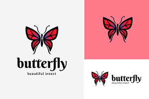 Beautiful Butterfly Logo Vintage Art