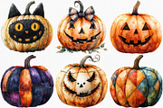 Halloween Patchwork Pumpkin Clipart, an Illustration by Canvas Craft (Thumbnail 8 of 9)