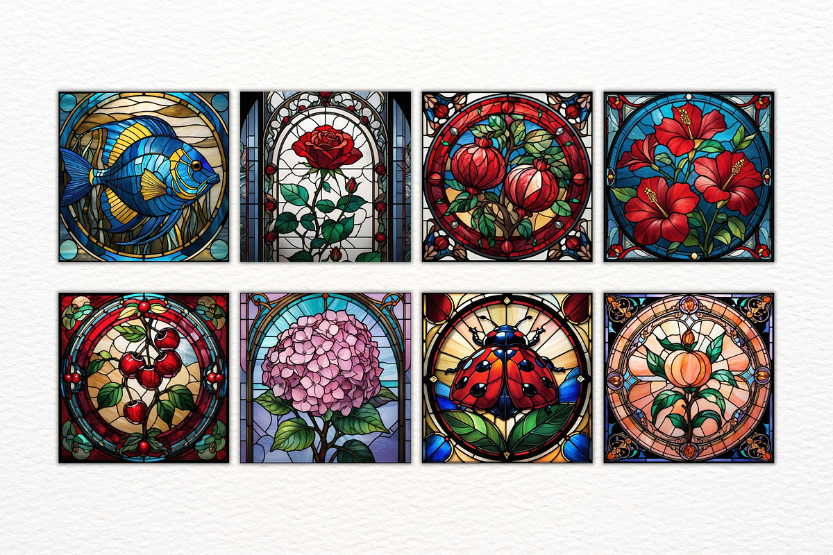45 JPG STAINED GLASS CLIPART BUNDLE, a Wallpaper Graphic by Vachira Digital Studio (Photo 5 of 6)