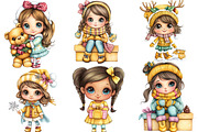 Whimsical Christmas Girl Clipart, an Illustration by DreamArtGraphic (Thumbnail 3 of 4)