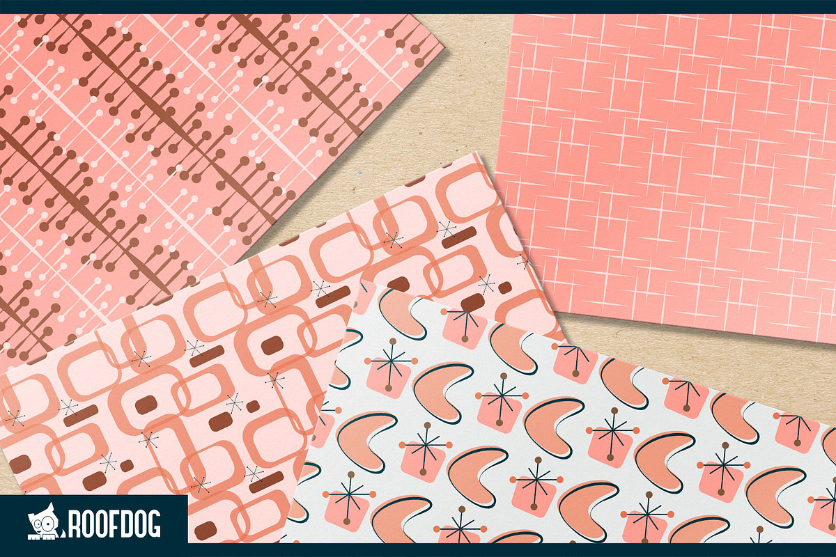 Pink 1950s vintage wallpaper designs, a Pattern Graphic by Roofdog Design (Photo 4 of 5)