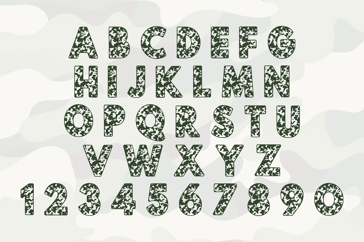 Army Strong Camouflage Display Font, a Blackletter Font by Fourteen Letter (Photo 3 of 4)