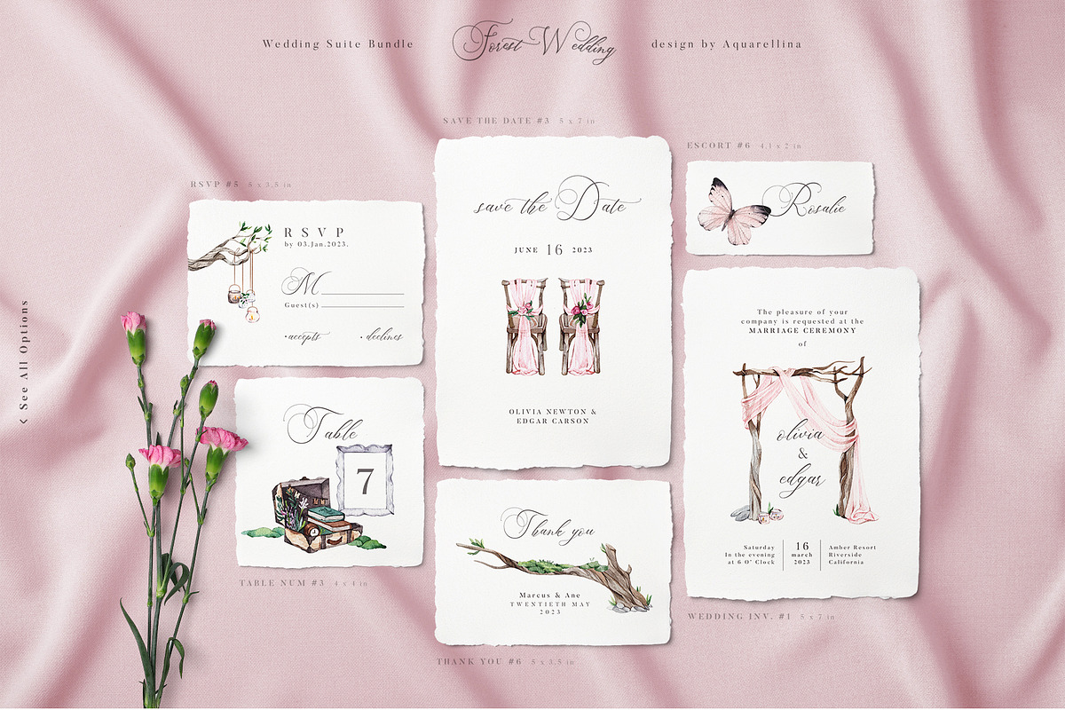 Forest Wedding Suite BUNDLE, an Invitation Template by Aquarellina (Photo 7 of 17)