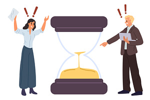 Frustrated man and woman watch sand, a Person Illustration by Vectorbuum