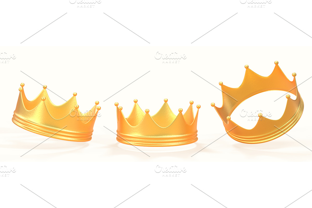 3d render set of golden crowns for, an Object 3D Model by Marozhkastudio