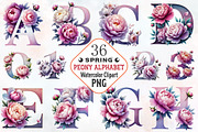 Pastel peony spring Alphabet clipart, an Illustration by RobertsArt (Thumbnail 1 of 7)
