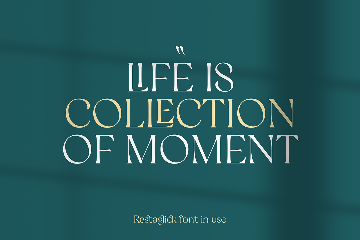 Restaglick - Elegant Ligatures, a Serif Font by Mokatype Studio (Photo 7 of 12)