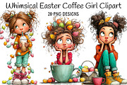 Whimsical Easter Coffee Girl Clipart, an Illustration by Daily.Designs (Thumbnail 1 of 7)