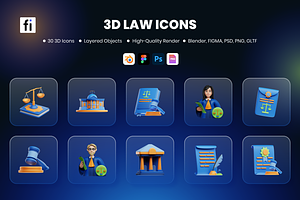 3D Law Icons