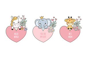 Peeking hearts animals. Lovely, an Animal Illustration by YummyBuum