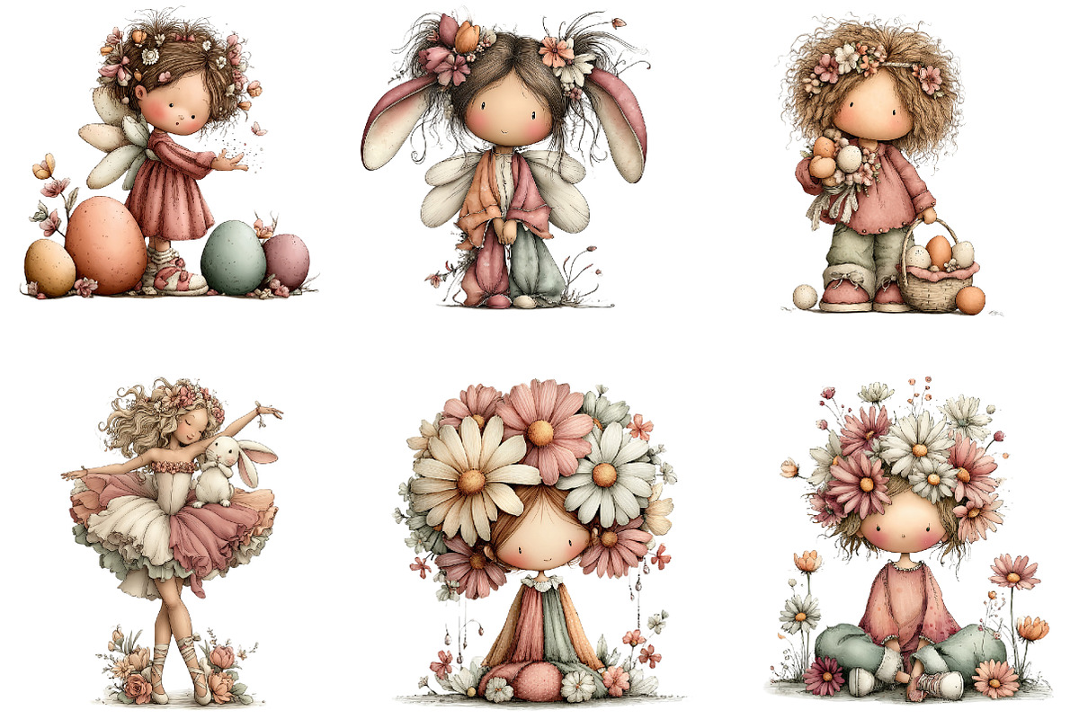 Whimsical Easter Fairy Clipart, an Illustration by DreamArtGraphic (Photo 3 of 5)