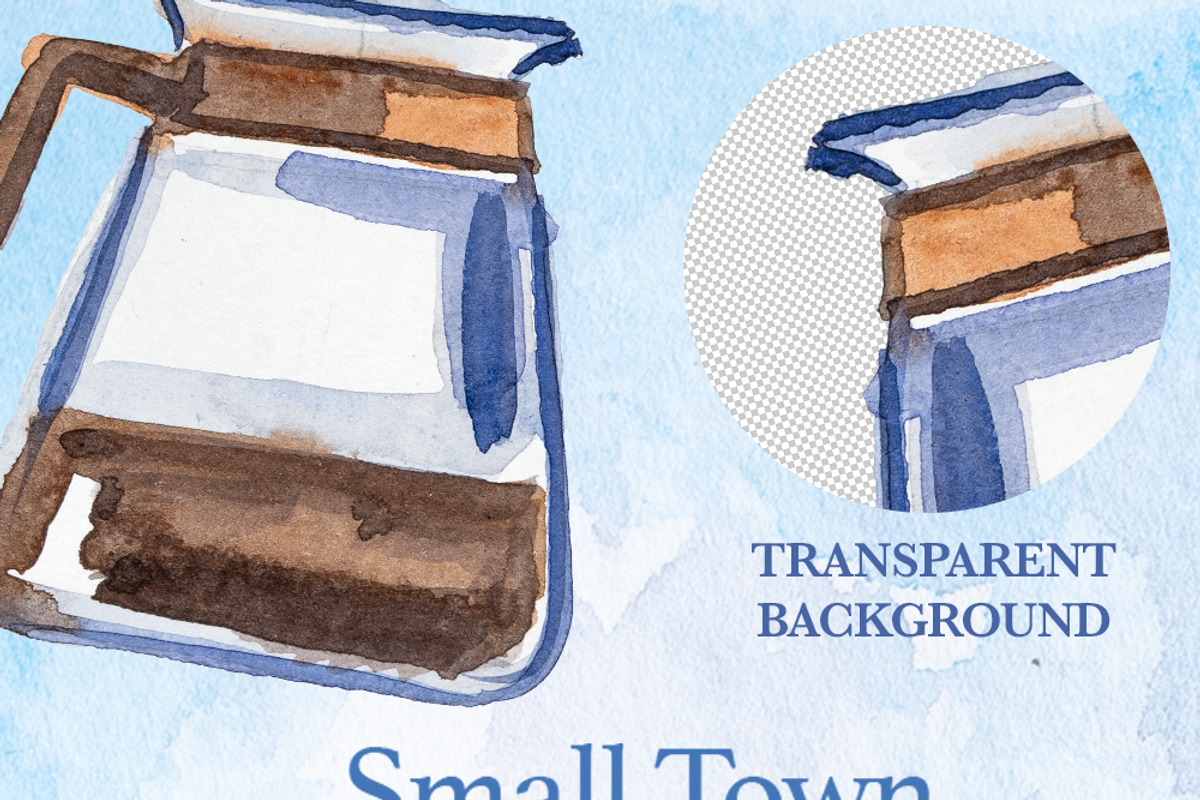 Small Town Diner Watercolor Clipart, a Decorative Illustration by ArtCreationsDesign (Photo 4 of 5)