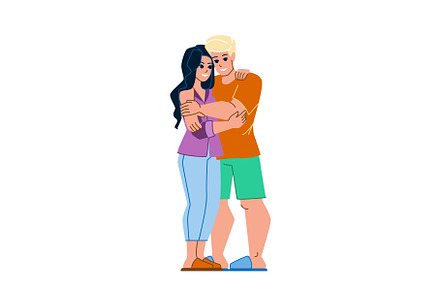 couple embracing vector, a Person Illustration by pikepicture