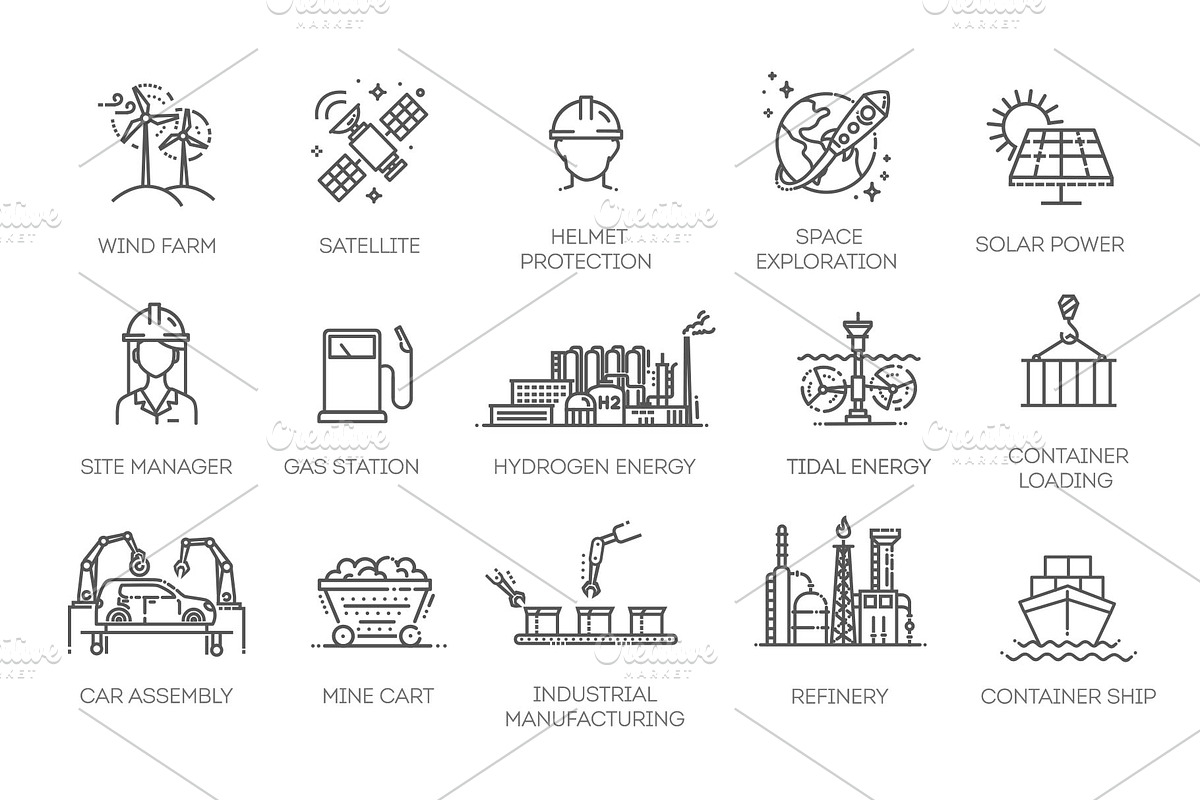 Industrial Activity Icons Pack, a Technology Illustration by Tettygreen (Photo 2 of 3)