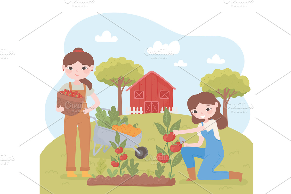 women farmers farming, a Person Illustration by studiogstock