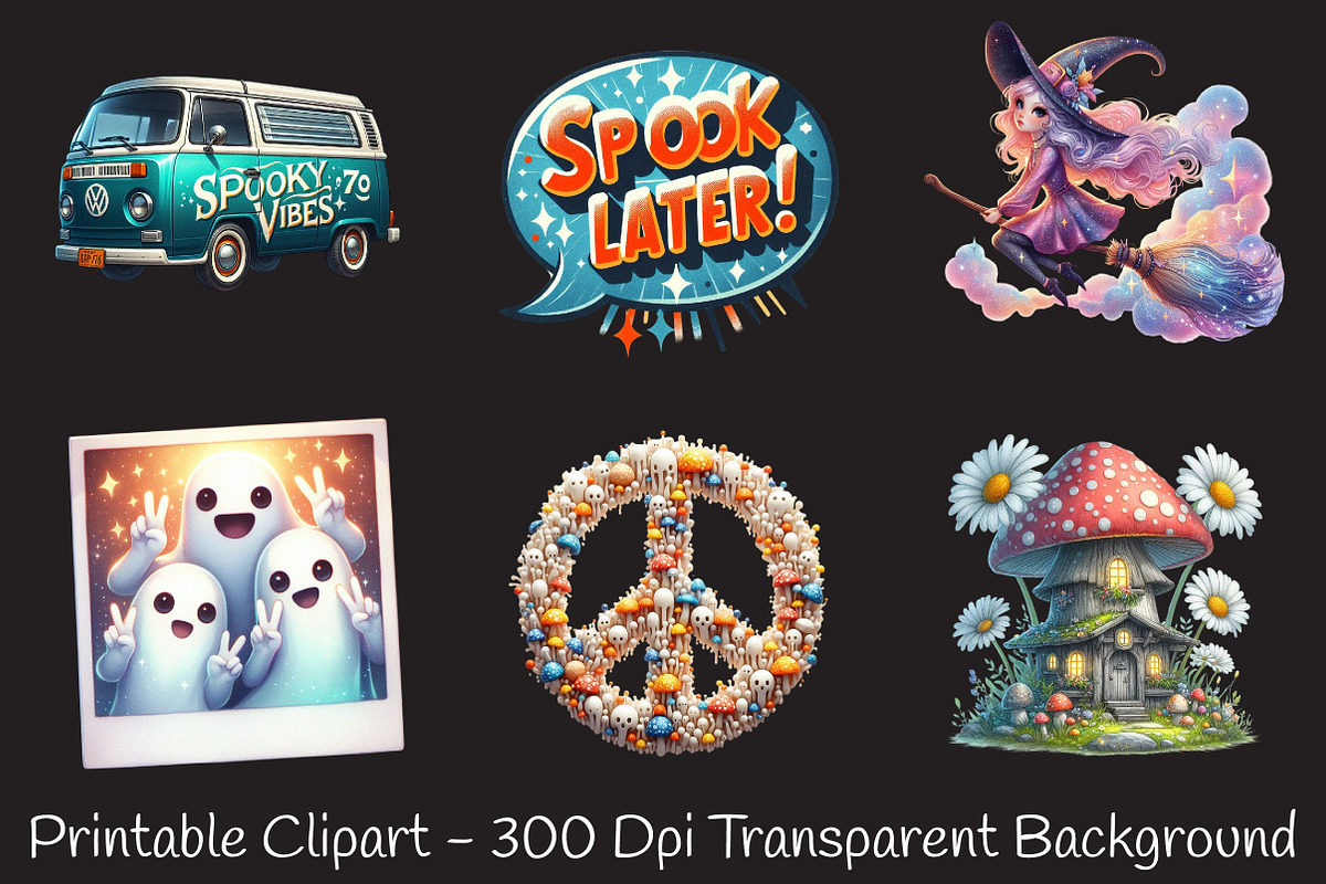 Groovy Halloween Element Clipart, an Illustration by RobertsArt (Photo 6 of 7)