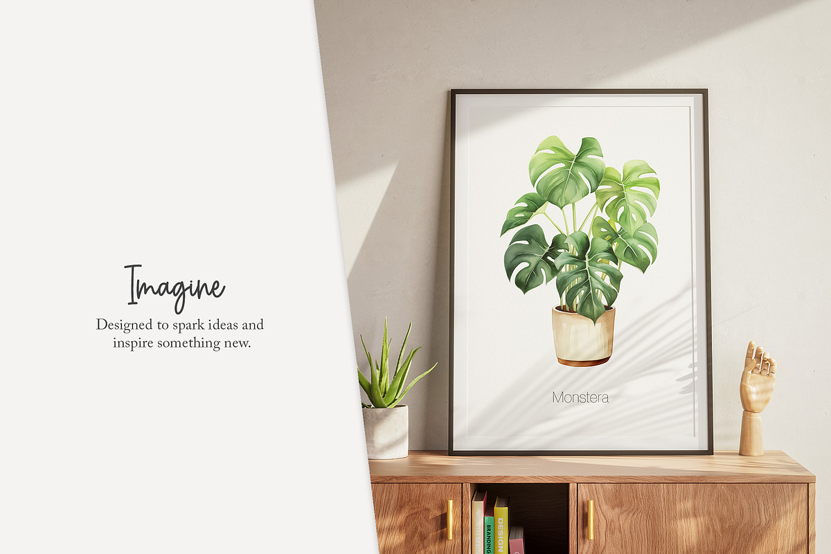 100 watercolor house plants clip art, a Seasonal Illustration by Poppy Lane Studio (Photo 9 of 12)