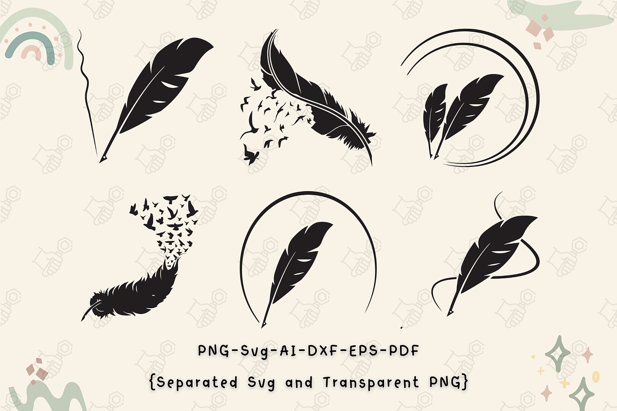 Feather With Birds SVG, Feather SVG, an Illustration by Cheerful World
