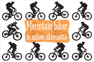 Downhill Rider Action Silhouettes, an Illustration by Designs_River