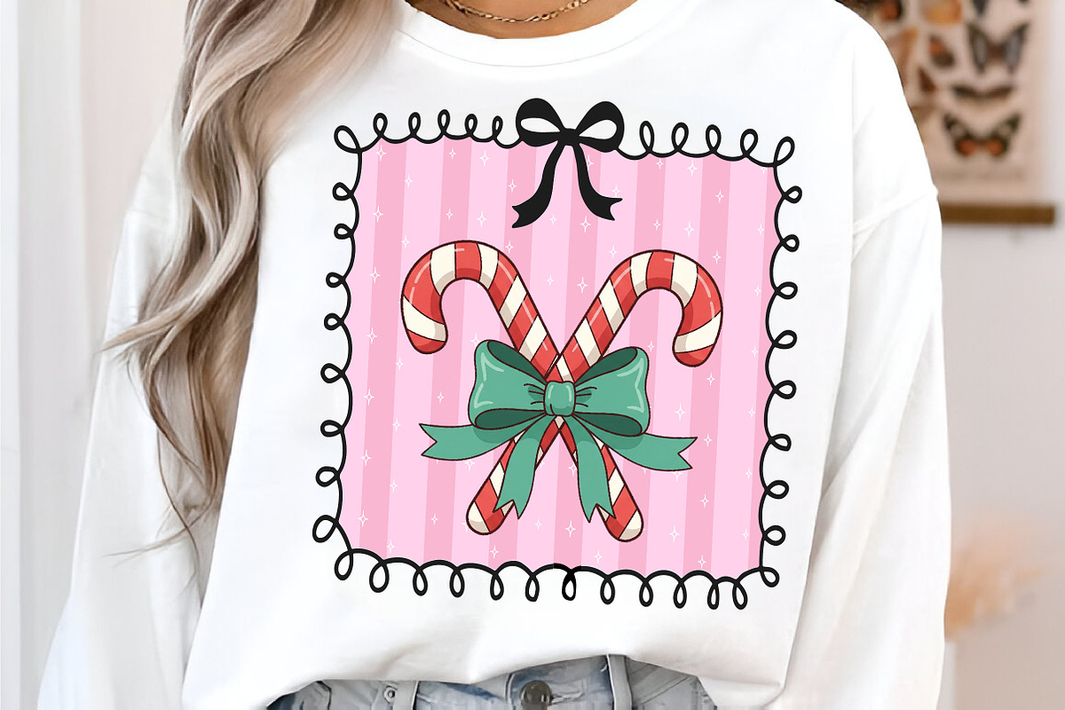 Christmas Candy Cane Coquette Frame, an Illustration by SinaCreation (Photo 2 of 6)
