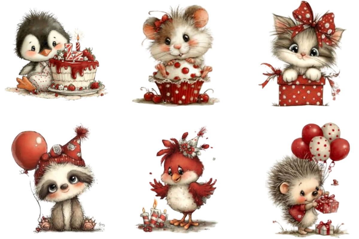 Quirky Birthday Animals Clipart, an Illustration by Designking (Photo 3 of 5)