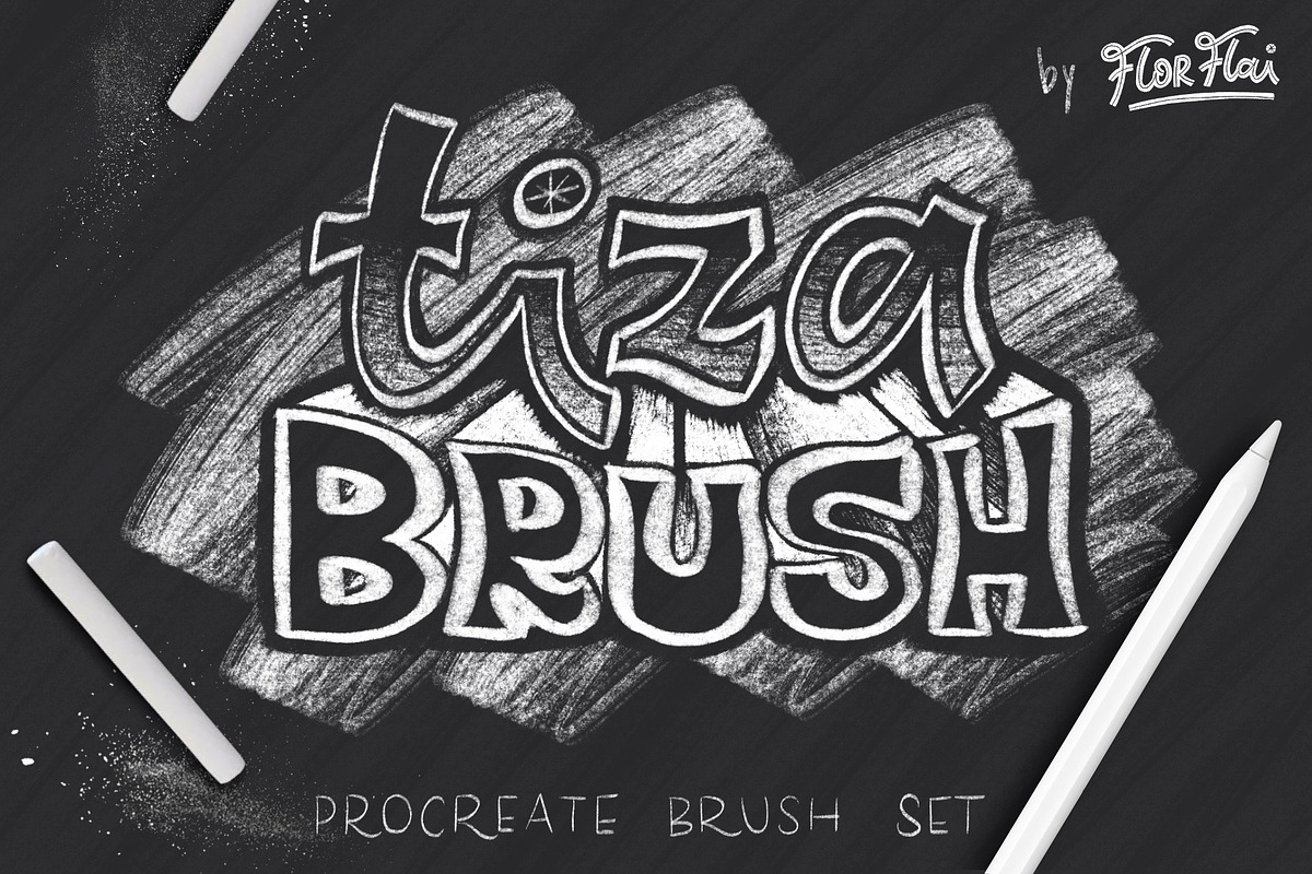 Tiza Brush Set for Procreate (Chalk), a Brush Add-On by Florflai (Photo 1 of 4)
