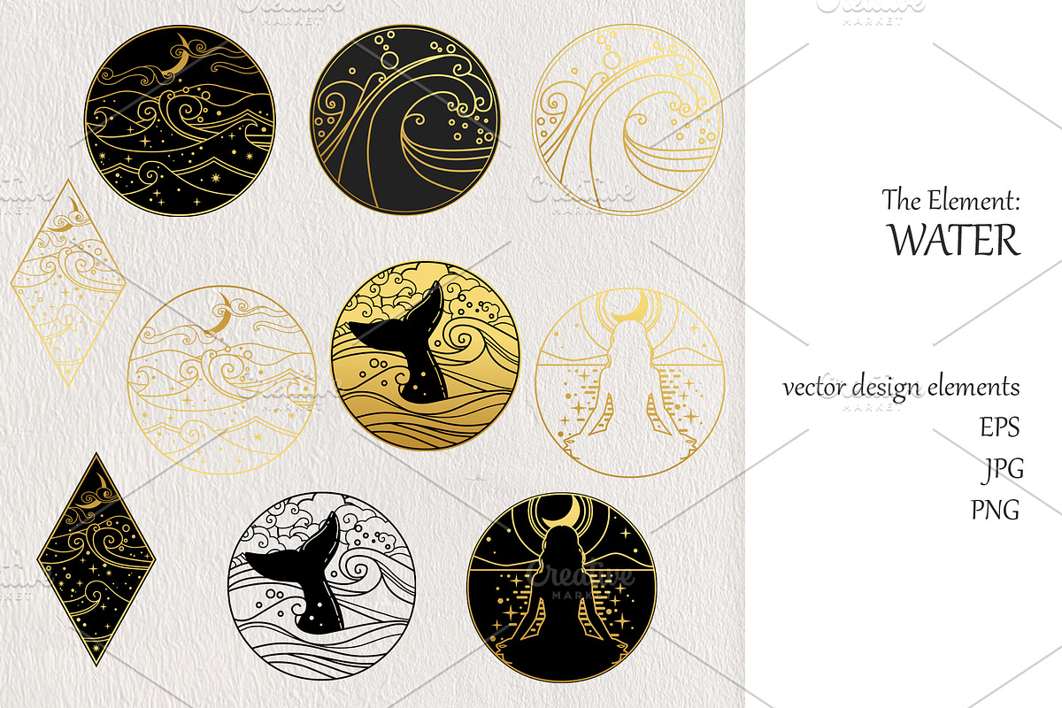 The Element: Water. Vector drawings, a Texture Illustration by Nadia Murash (Photo 3 of 4)